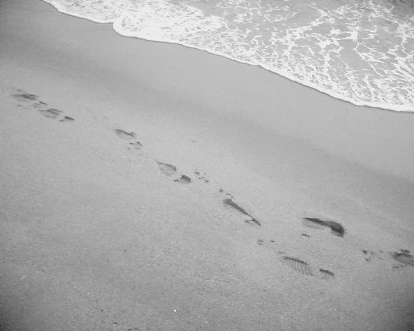 曾经梦想在松松的沙滩留下自己的脚印,然后海浪冲上来,把它带走,就表示我也把我带走了